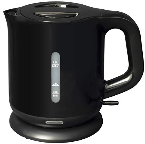 [山善] 電気ケトル 電気ポット 1.0L 一人暮らし 二人暮らし コンパクト 沸騰自動OFF機能付き ワンタッチ操作 ブラック DKE-100(B) 1枚目 画像