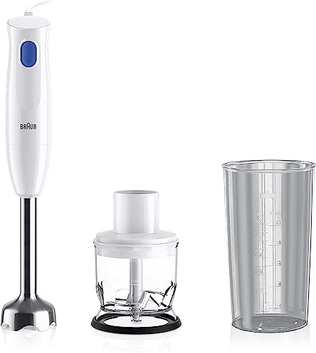 ブラウン ハンドブレンダーマルチクイック1 MQ10201MWH 軽量 コンパクト 離乳食 下ごしらえ スムージー スープ つぶす 混ぜる きざむ みじん切り 簡単操作 時短 1台3役 300W ギフト プレゼント お手入れ簡単 食洗機 ドイツ設計 1枚目 画像