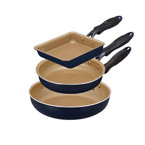 エバークック フライパンセット 3点セット オール熱源対応（IH対応） 【500日保証】こげつきにくいフライパン PFOA PFOS フリー ネイビー ドウシシャ 1枚目 画像