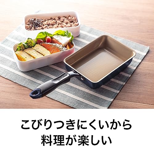 エバークック 卵焼き 13×18㎝ オール熱源対応(IH対応) 【500日保証】 こげつきにくいフライパン PFOA PFOS フリー ネイビー ドウシシャ 中間 画像