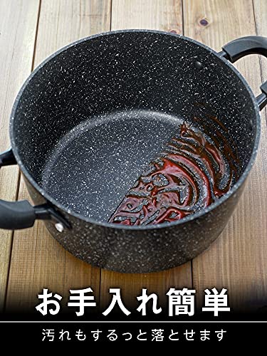 和平フレイズ 耐摩耗性アップ! マーブルコート 両手鍋 22cm くっつきにくい IH・ガス対応 ダブルマーブルα RB-2123 中間 画像
