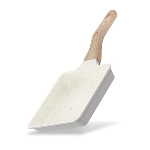 アイリスオーヤマ ナチュかる フライパン エッグパン IH/ガス火対応 軽量 食材がくっつきにくいフッ素コーティング 内側は上品なマーブル模様 玉子焼き器 白 NTL-EGPG パールグレー×アイボリー 1枚目 画像