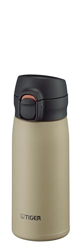 【食洗器対応・パッキン一体モデル】タイガー魔法瓶 水筒 350ml ワンプッシュ ステンレスボトル 飲みやすい設計 ふたとパッキンが一体化で洗うのは3点のみ らくらくキャップ 真空断熱 マグ 保温保冷 ベージュ MKR-W35NCS 1枚目 画像