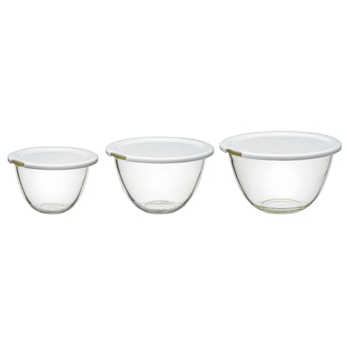 HARIO(ハリオ) レンジフタ付き 耐熱ガラス製 ボウル 3個セット 900ml 1500ml 2200ml BUONO kitchen マルチ ボール クリア 日本製 MXPF-4904-W 1枚目 画像