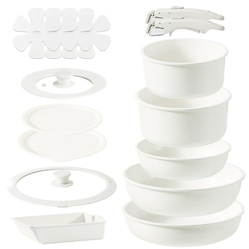 CAROTE カローテ フライパン セット 16点 IH対応 ガス火対応 PFOAなどの有害物質不使用 5層構造 軽量 取っ手のとれる マーブルコート くっつきにくい 鍋セット 卵焼き器 洗いやすい 新生活応援 オーブン対応 ベージュ 一年保証 「アイスクリーム」シリーズ 1枚目 画像