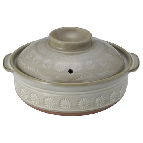 【正規品】 萬古焼 銀峯 土鍋 (深鍋) 7号 1-2人用 花三島 直火対応 保温性 日本製 21071 1枚目 画像