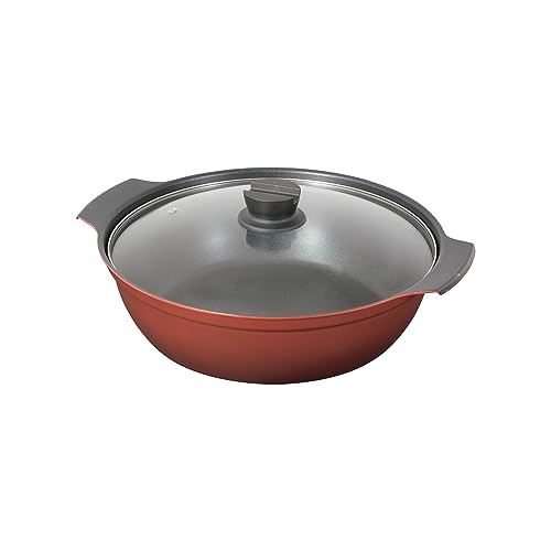 パール金属 鍋 卓上鍋 30cm ガラス蓋付 IH対応 ふっ素加工 6~8人用 旨味 HB-6967 1枚目 画像