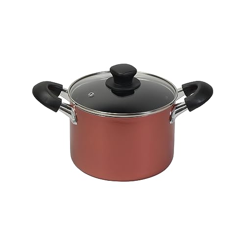 パール金属 鍋 両手鍋 寸胴鍋 18cm 深型 ガラス蓋付 IH対応 ふっ素加工 パスタ カレー 煮込 旨味 HB-6969 1枚目 画像