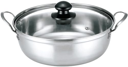 カクセー(Kakusee) 卓上鍋 22cm 2~4人用 両手鍋 ガスコンロ HI対応 軽量 ガラス蓋 ステンレス製 サビにくい 四季彩 しきさい FSC-06 シルバー 1枚目 画像