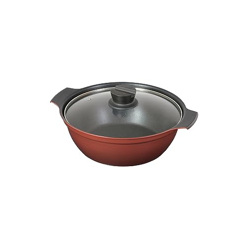 パール金属 鍋 卓上鍋 24cm ガラス蓋付 IH対応 ふっ素加工 3~5人用 旨味 HB-6964 1枚目 画像