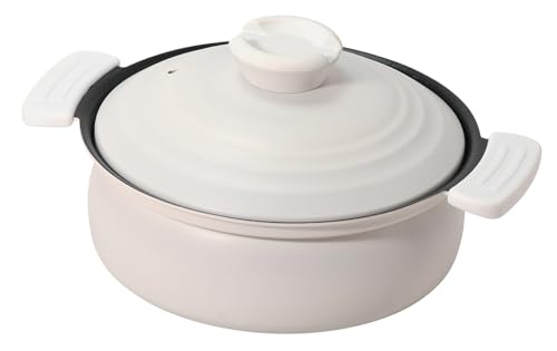 パール金属 軽量 土鍋風卓上鍋 18cm IH対応 ふっ素加工 ホワイト HC-459 1枚目 画像