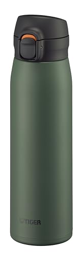 【食洗器対応・パッキン一体モデル】タイガー魔法瓶 水筒 600ml ワンプッシュ ステンレスボトル 飲みやすい設計 ふたとパッキンが一体化で洗うのは3点のみ らくらくキャップ 真空断熱 マグ 保温保冷 カーキ MKR-W60NGK 1枚目 画像