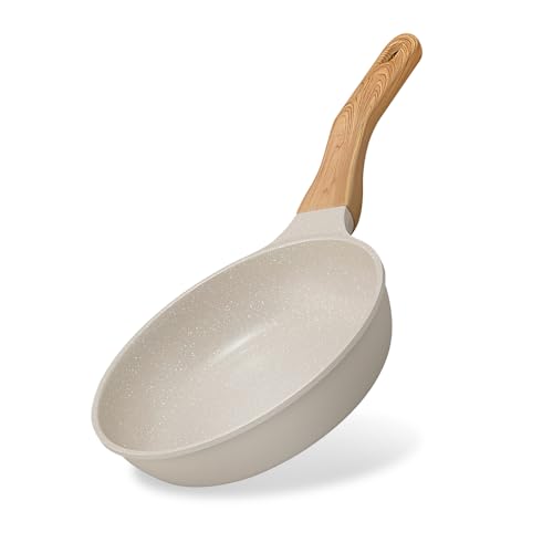 アイリスオーヤマ フライパン 20cm IH・ガス火両用 ナチュかるフライパン 軽量 食材がくっつきにくいフッ素コーティング 内側は上品なマーブル模様 SNS映えフライパン グレイッシュモカ NTL-F20MO 1枚目 画像