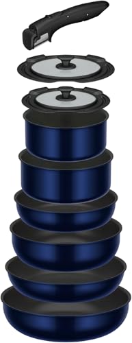 【オンライン限定】 サーモス デュラブルシリーズ 取っ手のとれるフライパン9点セットEA ガス火対応 ディープブルー フライパン・鍋は食洗機対応 KSE-9A DPBL 1枚目 画像