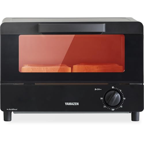 [山善] トースター オーブントースター 一人暮らし 二人暮らし トースト 2枚焼き 山型パン対応 1000W タイマー30分 受け皿付き ブラック YTRB-S100(B) 1枚目 画像