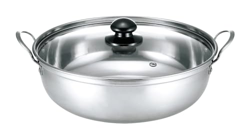 カクセー(Kakusee) 卓上鍋 ちゃんこ鍋 26cm 4~6名用 両手鍋 ガスコンロ HI対応 軽量 ガラス蓋 ステンレス製 サビにくい 四季彩 しきさい FSC-07 シルバー 1枚目 画像