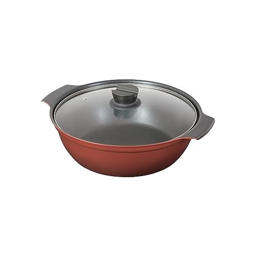 パール金属 鍋 卓上鍋 28cm ガラス蓋付 IH対応 ふっ素加工 5~7人用 旨味 HB-6966 1枚目 画像