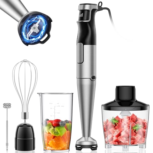 【無段階変速•鍋キズ防止】ハンドブレンダー 1100W 離乳食 ブレンダー 1台6役 強力 電動 ミキサー 氷・肉・果物・野菜 泡立て器 ジューサー フードプロセッサー ハンドミキサー お祝い お手入れ簡単 調理器具 1枚目 画像