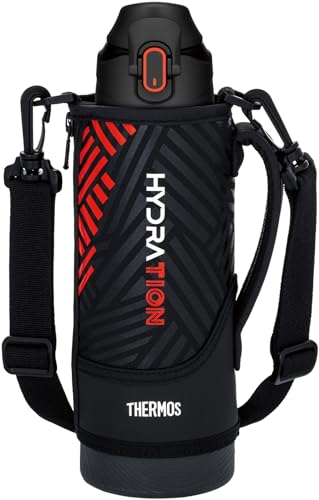 サーモス 水筒 真空断熱スポーツボトル 1L ブラックオレンジ 保冷専用 子供用 ポーチ付き 肩に優しいストラップ FJS-1000F BKOR 1枚目 画像
