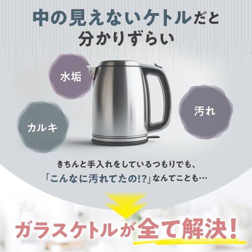 電気ケトル ガラス ケトル 湯沸かしケトル LEDライト付 電気 ポット 【コップ1杯95秒】 1.0L [Latuna ラチュナ] コーヒー 湯沸かしポット 小型 おしゃれ 紅茶 お茶 空焚き防止 PSE認証済み （ホワイト） 中間 画像
