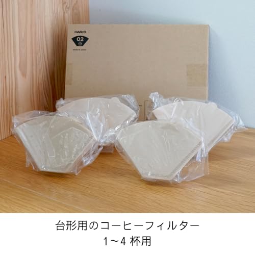 HARIO(ハリオ) 台形 コーヒーフィルター 1~4杯用 160枚入り 40枚×4個セット 日本製 FSC認証製品 ペーパー 02 M みさらし PEF-02-40M-4S-AZ+ 最後 画像