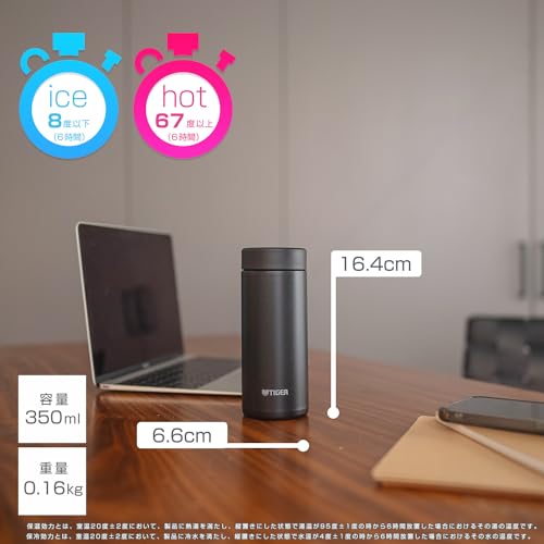 【食洗器対応・パッキン一体モデル】 タイガー魔法瓶(TIGER) 水筒 350ml 白湯OK スクリューステンレスボトル ふたとパッキンが一体化で洗うのは2点のみ らくらくキャップ 真空断熱 マグ 保温保冷 タンブラー利用可 ストーンブラック MMZーW035KK 中間 画像