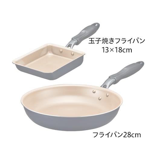 エバークック フライパンセット 2点セット（28㎝フライパン 卵焼き） ガス火専用 軽量 【500日保証】こげつきにくいフライパン PFOA PFOS フリー ネイビー ドウシシャ 最後 画像