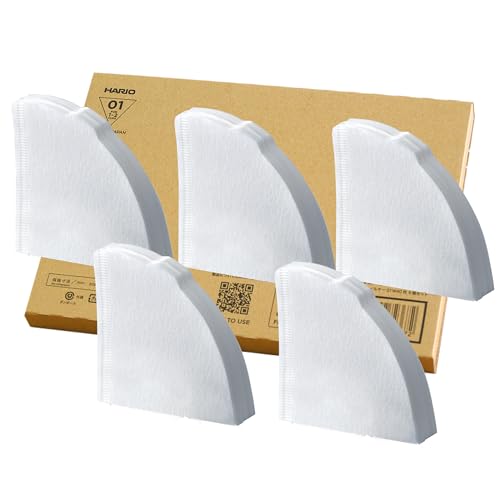 【Amazon.co.jp 限定】HARIO(ハリオ) V60 コーヒーフィルター 1~2杯用 200枚入り 40枚×5個セット Amazonオリジナルセット 日本製 FSC認証製品 ペーパー 01 W ホワイト VCF-01-40W-5S-AZ＋ 1枚目 画像