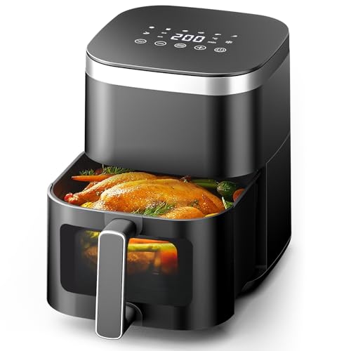 Wallfire ノンフライヤー 4.5L大容量 電気フライヤー ノンオイル 揚げ物 惣菜 1-5人 エアーフライヤー LEDディスプレイ タッチパネル タイマー 温度調整 日本語説明書 日本語レシピ付き PSE認証済 黒色 1枚目 画像