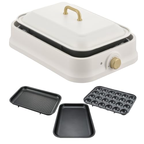 オーム(OHM) ホットプレート 3枚セット(平面プレート/たこ焼きプレート/焼肉(ディンプル)プレート) コンパクト オーム電機 COK-PYH100AZ 08-1706 最後 画像