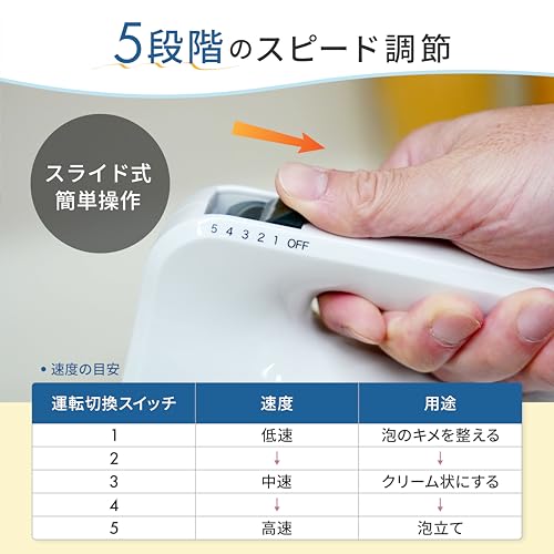 [山善] 電動 ハンドミキサー 泡立て器 ミキサー ホイッパー 小型 生クリーム メレンゲ 速度調節5段階 食洗機対応 Votre 収納ケース付き ホワイト YHMA-S90(W) 中間 画像