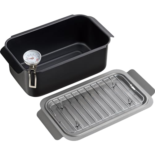 和平フレイズ アミ 温度計付 ワイド 揚げ鍋 20×14cm IH対応 ガス 天ぷら鍋 お弁当 少量 四角い ポコフリット RB-2927 1枚目 画像