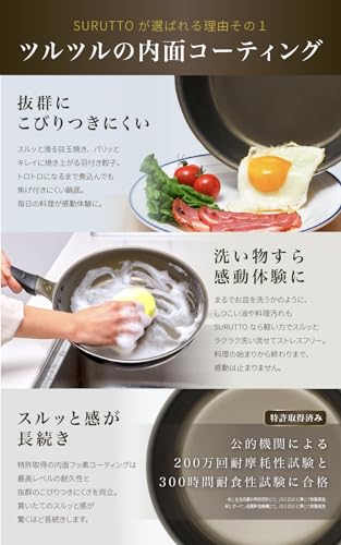 【スルッと 長持ち 】 SURUTTO フライパン たまごやき IH ガス対応 こびりつきにくい 洗いやすい 均一に火が通る 軽量 PFOA 有害物質不使用 内面フッ素コーティング 外面セラミックコーティング 玉子焼き 取っ手つき 卵焼き 15 × 18cm スルット HDEGG【フライパン探すの、やめません?】 最後 画像