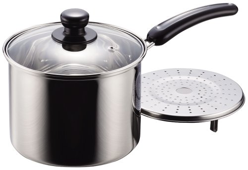 パール金属 NEWだんらん ステンレス製 ガラス蓋付片手兼用鍋 18cm H-5871 1枚目 画像