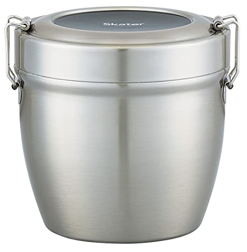 スケーター(Skater) 保温弁当箱 丼型 2段 800ml 大容量 男性 ステンレス ランチジャー 保温保冷 真空断熱構造 ベーシック STLBD8AG-A 1枚目 画像