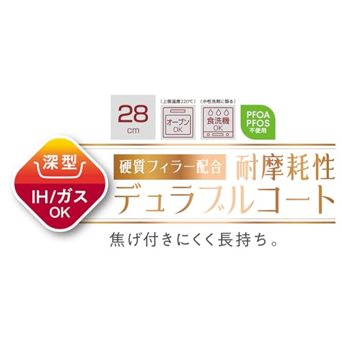 サーモス デュラブルシリーズ 取っ手のとれるフライパンKVD IH・ガス対応 ディープレッド KVD-028 DR 最後 画像