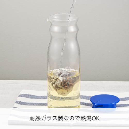 HARIO(ハリオ) 耐熱フリーポット マイン 冷水筒 2本セット 実用容量1200ml 透明 ブルー 耐熱ガラス製 熱湯・食洗器OK 麦茶ポット 日本製 FPM-2012-TBU 中間 画像