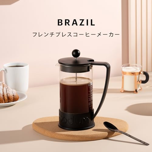 BODUM ボダム コーヒーメーカー コーヒープレス BRAZIL ブラジル フレンチプレス コーヒーメーカー 350ml ブラック ステンレスフィルター ガラスビーカー 浸漬式 コーヒー 【正規品】 10948-01 最後 画像