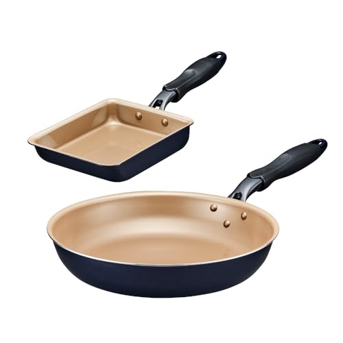 エバークック フライパンセット 2点セット（28㎝フライパン 卵焼き） ガス火専用 軽量 【500日保証】こげつきにくいフライパン PFOA PFOS フリー ネイビー ドウシシャ 1枚目 画像
