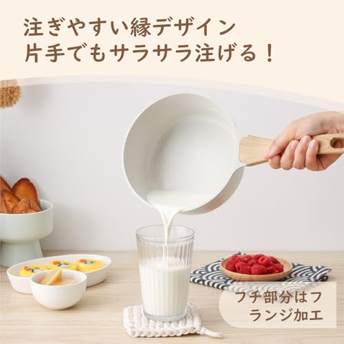 SENSARTE 片手鍋20cm IH/ガス対応 味噌汁 鍋 ソースパン 焦げ付かない ーブルコーティング 洗いやすい 高熱効率 離乳食 有害物質不使用 一年保証 ホワイト 中間 画像