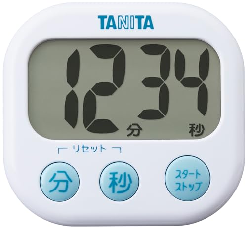 タニタ tanita キッチン 勉強 学習 タイマー 大画面 大音量 100分 マグネット スタンド付き ホワイト でか見えタイマー TD-384 WH 1枚目 画像
