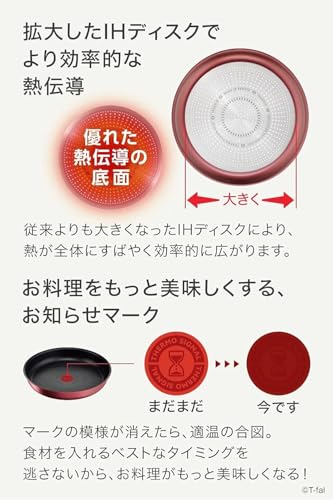 ティファール 取っ手のとれる フライパン 28cm IH ガス火対応 PFOAなどの有害物質不使用 「インジニオ･ネオ IHルージュ･アンリミテッド フライパン」 こびりつきにくさ長持ち レッド L38306 中間 画像
