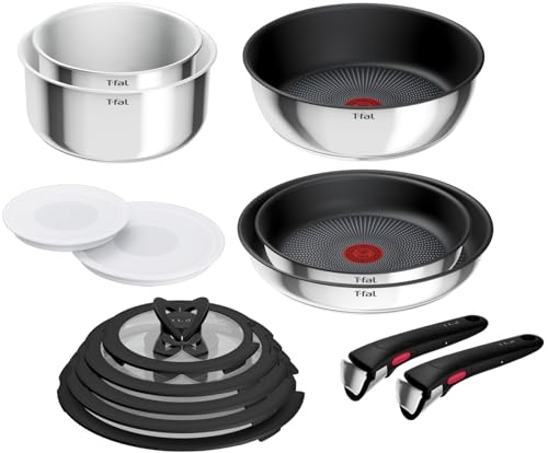 【オンライン限定】 ティファール 取っ手のとれる 鍋 フライパンセット 充実の14点セット IH ガス火対応 専用取っ手2本付き PFOAなどの有害物質不使用 「インジニオ･ネオ IHステンレス グレース」 こびりつきにくさ長持ち ステンレス L893SE 1枚目 画像