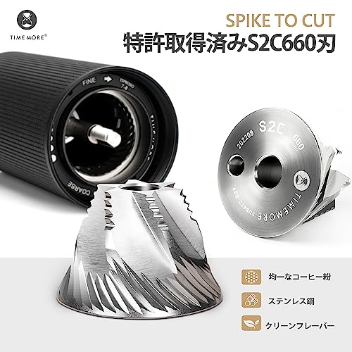 TIMEMORE コーヒーミル 手動 タイムモア C3S PRO 金属製 手挽き コーヒー ミル 折り畳み式ハンドル ステンレス臼 段階粗さ調整可能 省力性 持ち運びやすい - NEW C3S PRO, ブラック 最後 画像