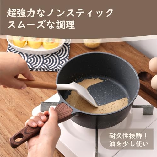 SENSARTE 片手鍋20cm IH/ガス対応 味噌汁 鍋 ソースパン 焦げ付かない マーブルコート 洗いやすい 高熱効率 離乳食 有害物質不使用 一年保証 グレー 最後 画像