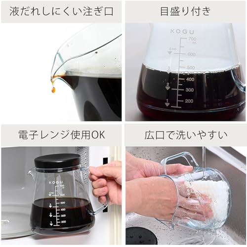 KOGU 珈琲考具 割れないコーヒーサーバー 700ml 【日本製】 食洗器対応 電子レンジ対応 軽量 目盛付き 1~4杯用 トライタン ドリップ 器具 おしゃれ アウトドア 燕三条 41289 プレゼント 誕生日 記念日 ギフト 贈り物 下村企販 クリスマス 中間 画像