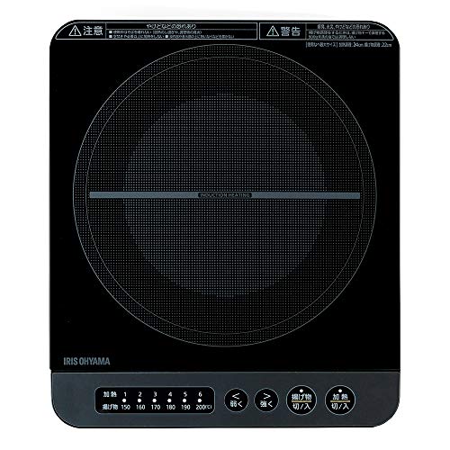 アイリスオーヤマ クッキングヒーター IHコンロ 1400W 卓上 小型 6段階火力調整 揚げ物 デザイン 簡単お手入れ 1口 IHクッキングヒーター 一人暮らし 二人暮らし 買い足し 家庭用 IHK-T37-B ブラック 1枚目 画像
