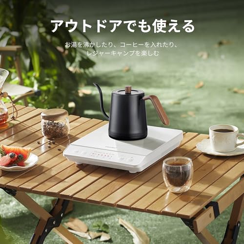 COMFEE' クッキングヒーター IH式 薄型 1000ワット 3種メニュー 揚げ物 3段保温 炒め料理 白 中間 画像