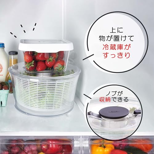 【Amazon.co.jp限定】 OXO サラダスピナー 野菜水切り器 ストレート型 2~3人分 一人暮らし 20.5×20.5×12cm 食器洗い乾燥機バスケットのみ可 中間 画像