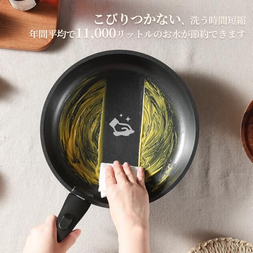 CAROTE カローテ フライパン セット 9点 鍋セット PFOA PFOS フリ 一年保証 IH&ガス火対応 洗練されデザイン 軽量 コンパクト収納 取っ手のとれる チタンコート こびりつかずにお手入れ簡単 黒 ブラック 中間 画像
